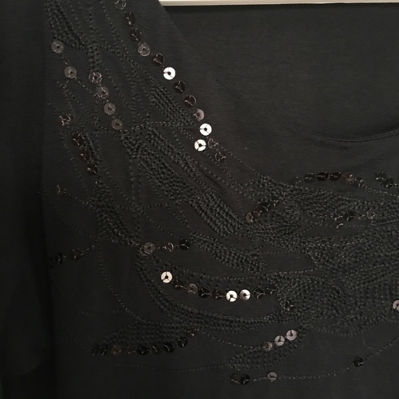 Embroidered & Sequined Black Top 100% Viscose - Picture 6 of 8